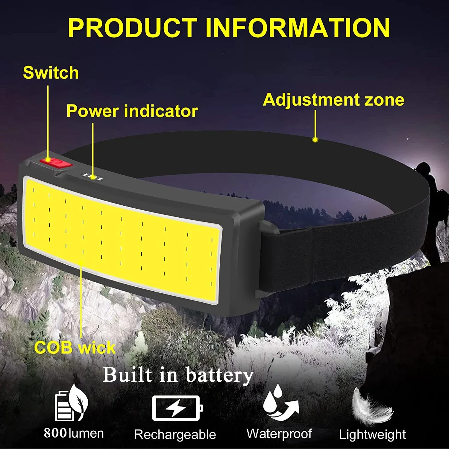 강력한 COB LED 헤드램프 Type-c 충전식 헤드 - Fish Finder Battery 리뷰 및 가격