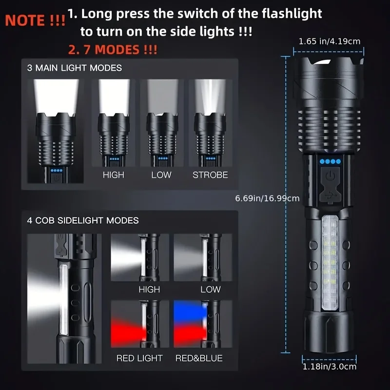 강력한 LED 손전등 배터리 표시등 USB 충전식 라이 - Fishing Light 리뷰 및 가격